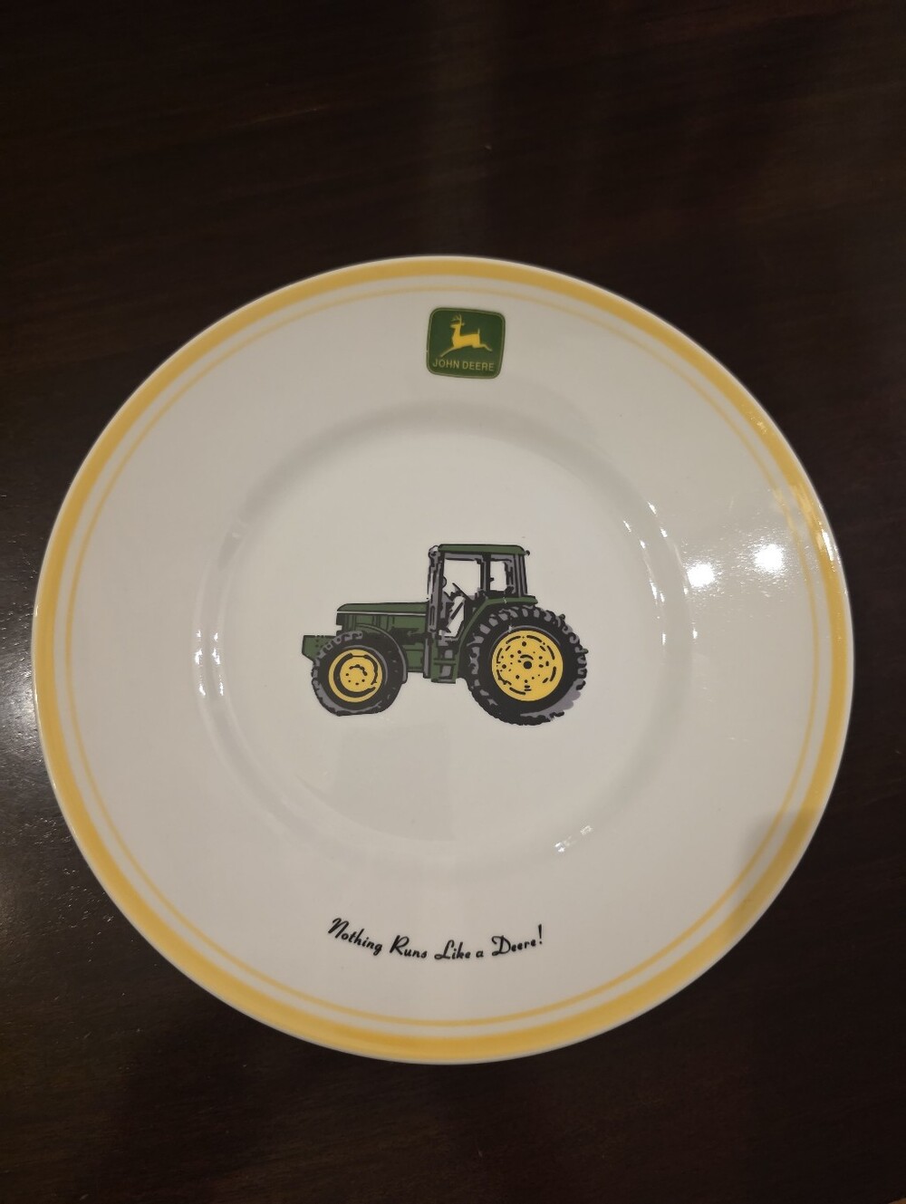 John Deere Green & Yellow Tractor Ceramic Plate